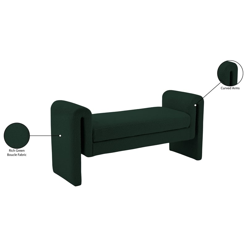 Meridian Furniture Stylus Green Fabric Bench