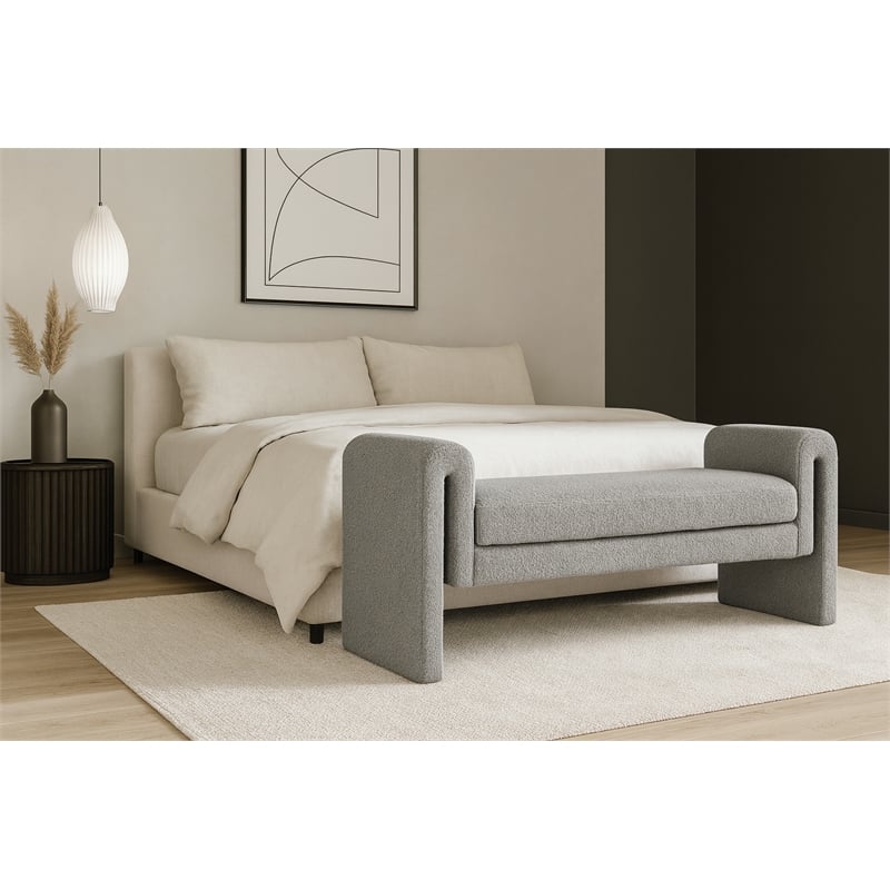 Meridian Furniture Stylus Grey Fabric Bench
