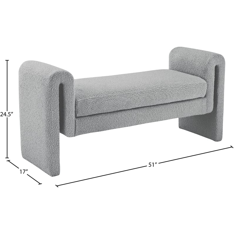 Meridian Furniture Stylus Grey Fabric Bench