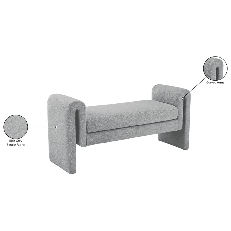 Meridian Furniture Stylus Grey Fabric Bench