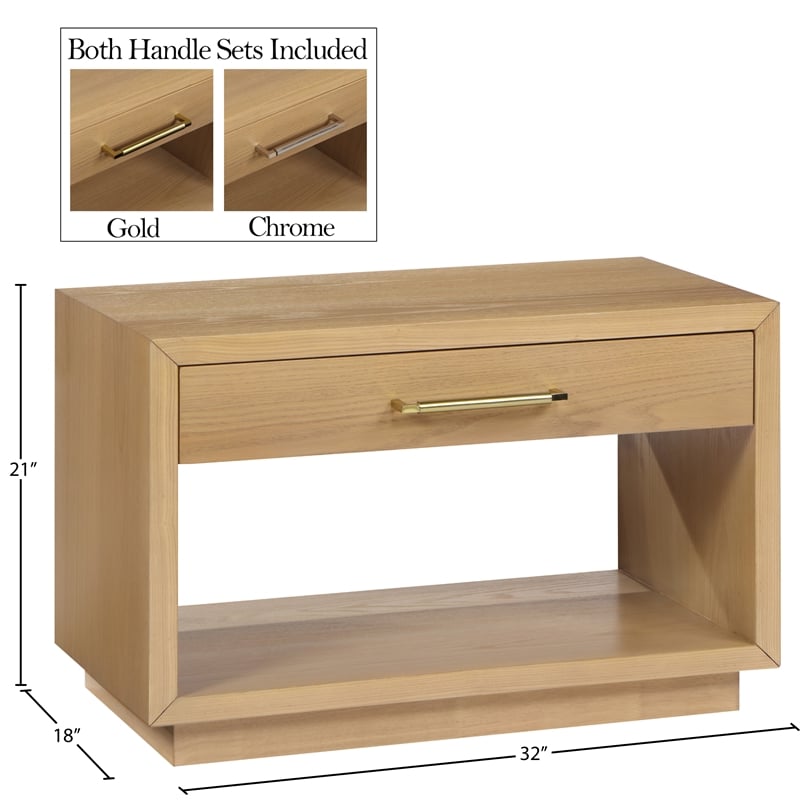 Meridian Furniture Avery Oak Wood Veneer Night Stand