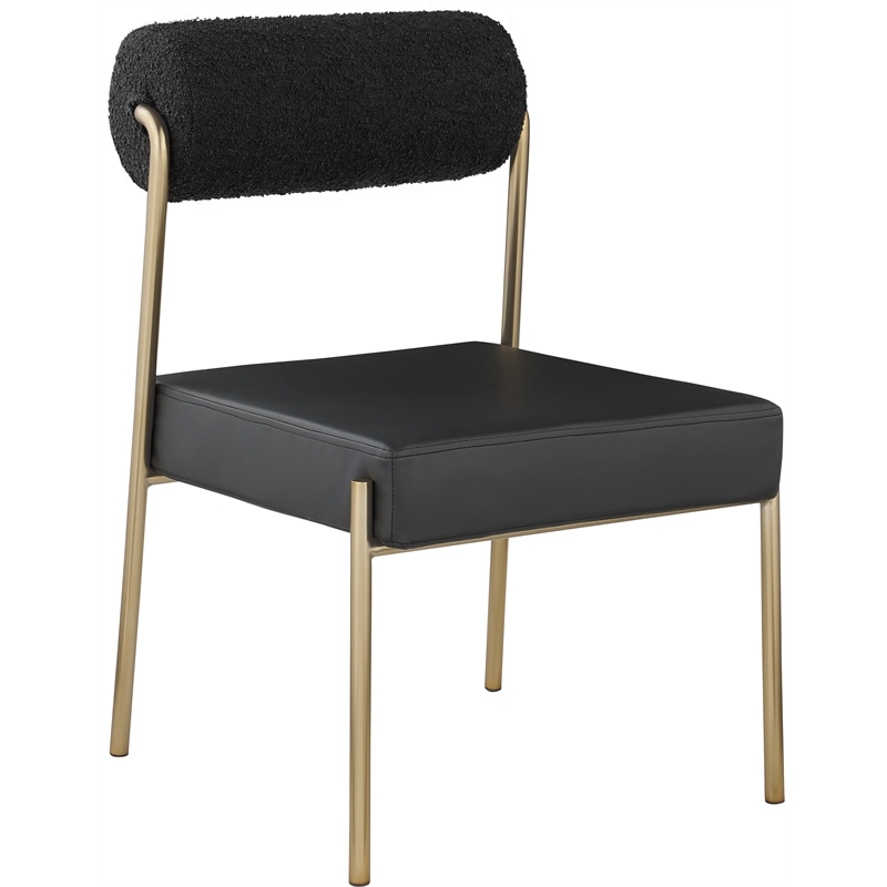 Meridian Furniture Carly Black Vegan Leather / Boucle Dining Chair (Set of 2)