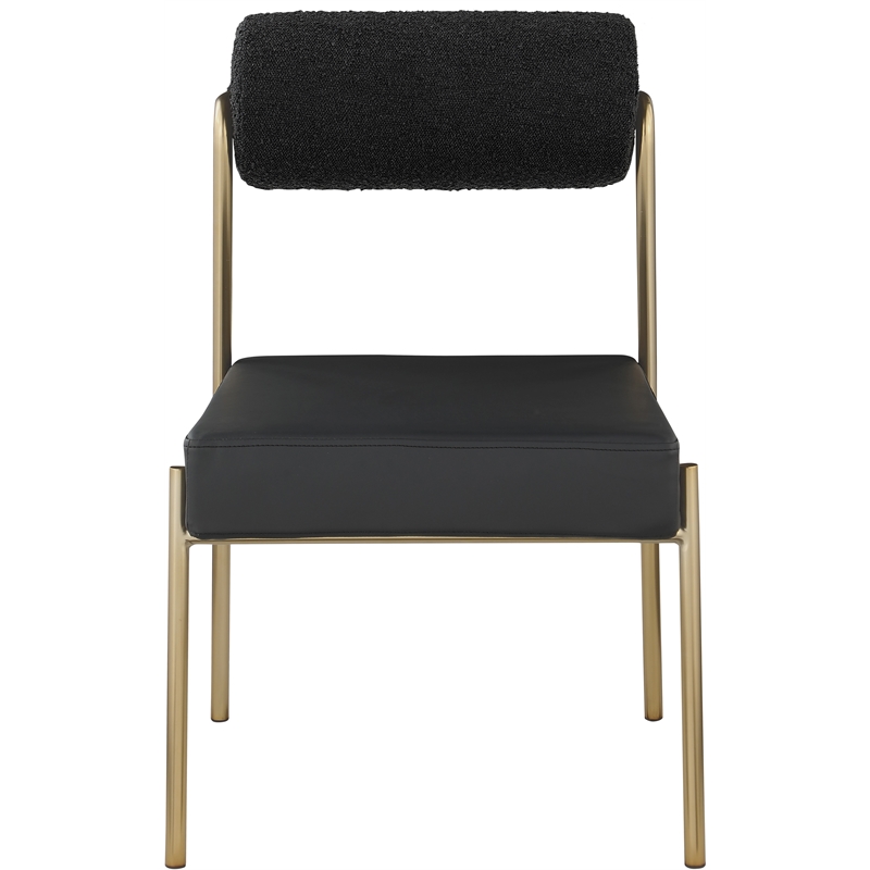 Meridian Furniture Carly Black Vegan Leather / Boucle Dining Chair (Set of 2)