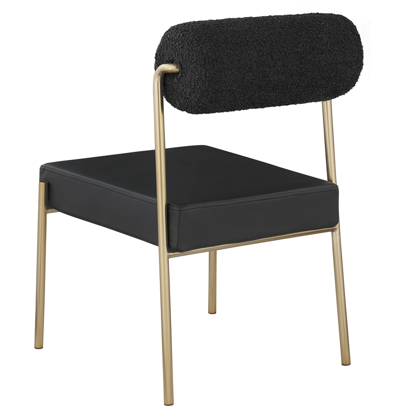 Meridian Furniture Carly Black Vegan Leather / Boucle Dining Chair (Set of 2)