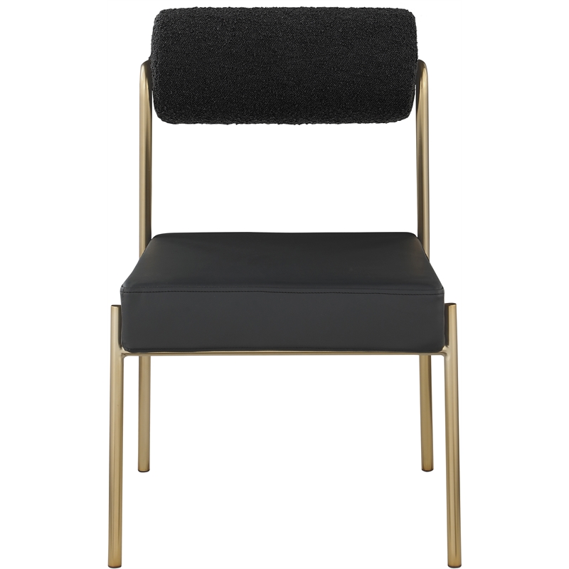 Meridian Furniture Carly Black Vegan Leather / Boucle Dining Chair (Set of 2)