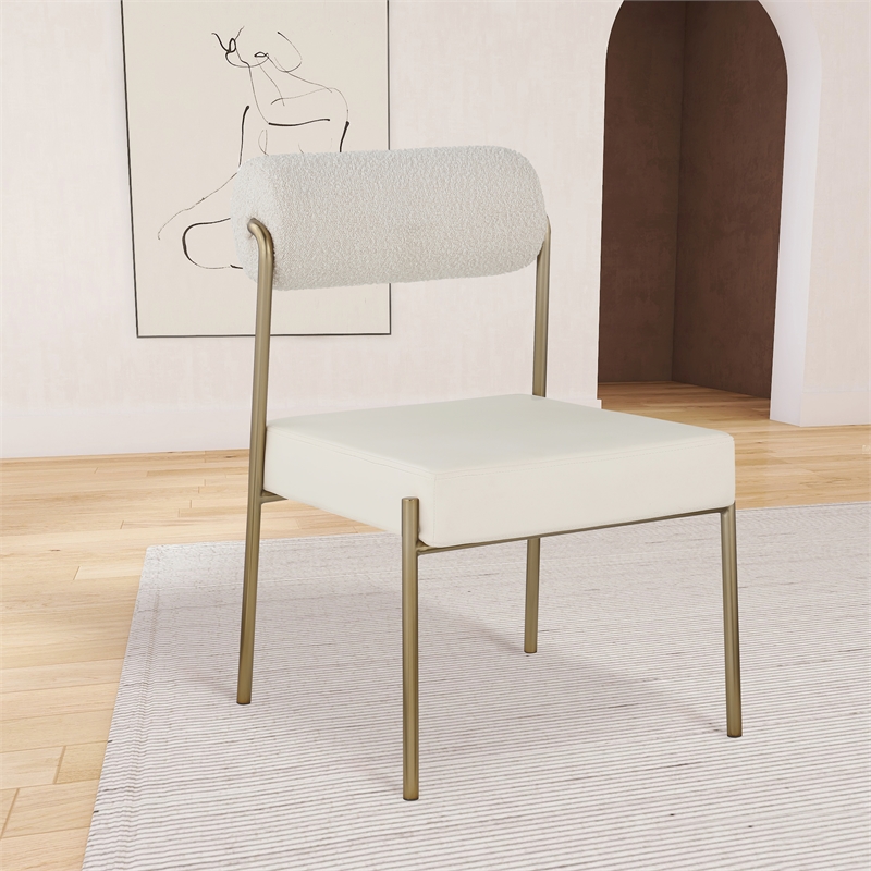 Meridian Furniture Carly Cream Vegan Leather / Boucle Dining Chair (Set of 2)