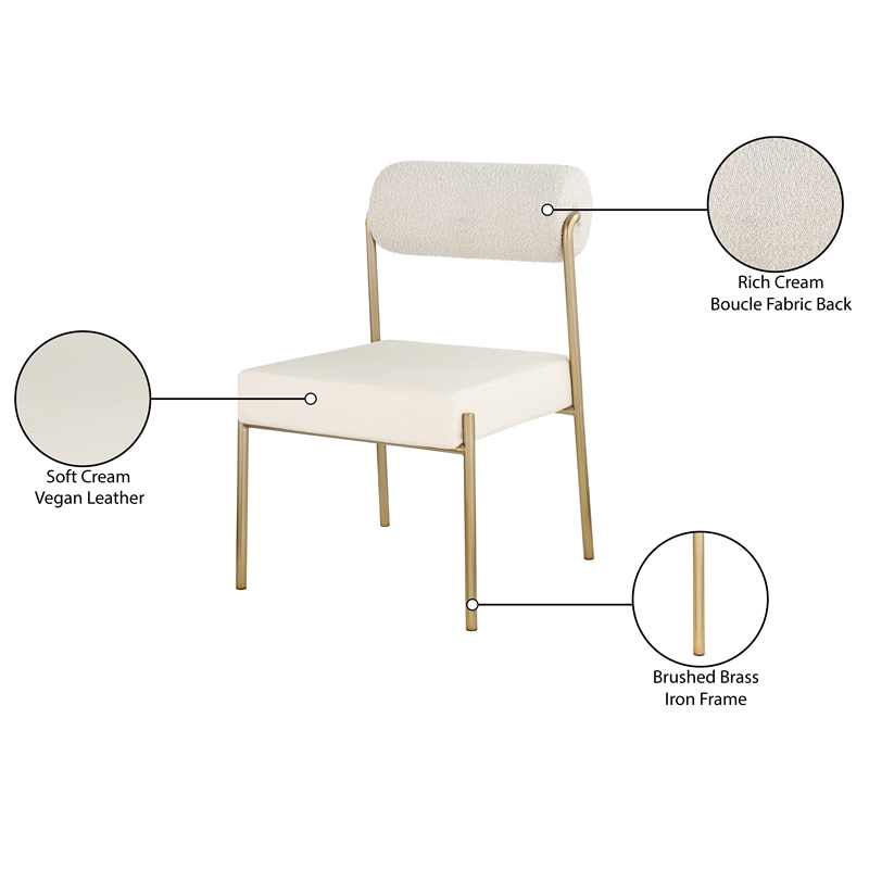Meridian Furniture Carly Cream Vegan Leather / Boucle Dining Chair (Set of 2)