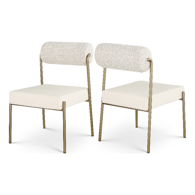 Meridian Furniture Carly Cream Vegan Leather / Boucle Dining Chair (Set of 2)