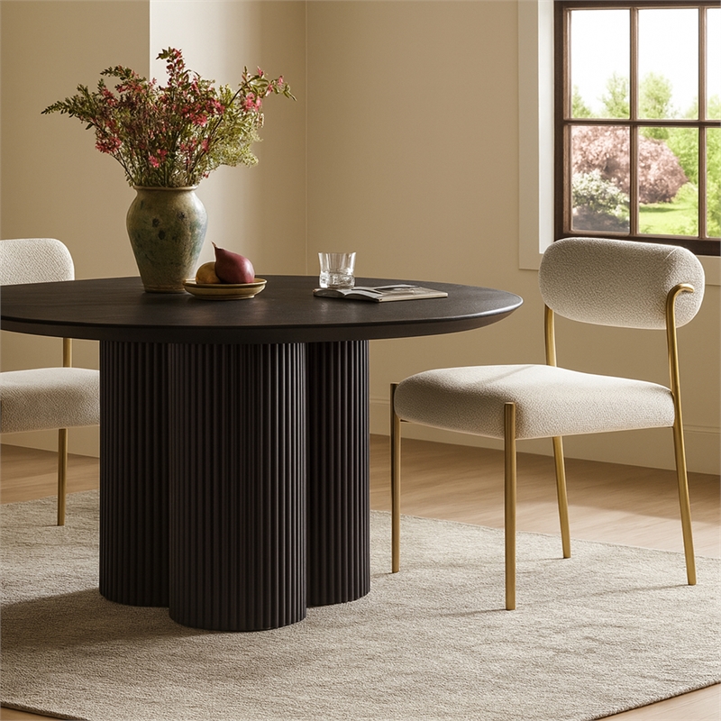 Meridian Furniture Carly Cream Vegan Leather / Boucle Dining Chair (Set of 2)