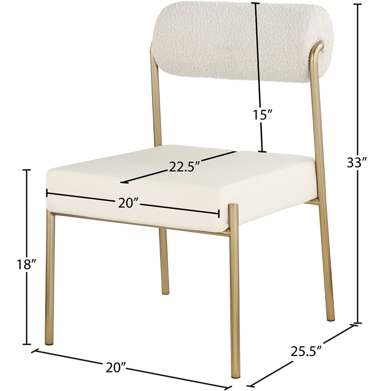 Meridian Furniture Carly Cream Vegan Leather / Boucle Dining Chair (Set of 2)