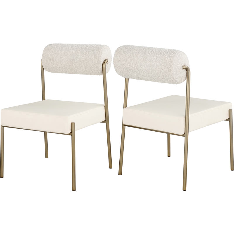 Meridian Furniture Carly Cream Vegan Leather / Boucle Dining Chair (Set of 2)