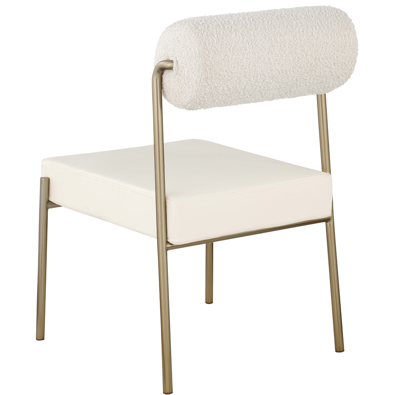 Meridian Furniture Carly Cream Vegan Leather / Boucle Dining Chair (Set of 2)