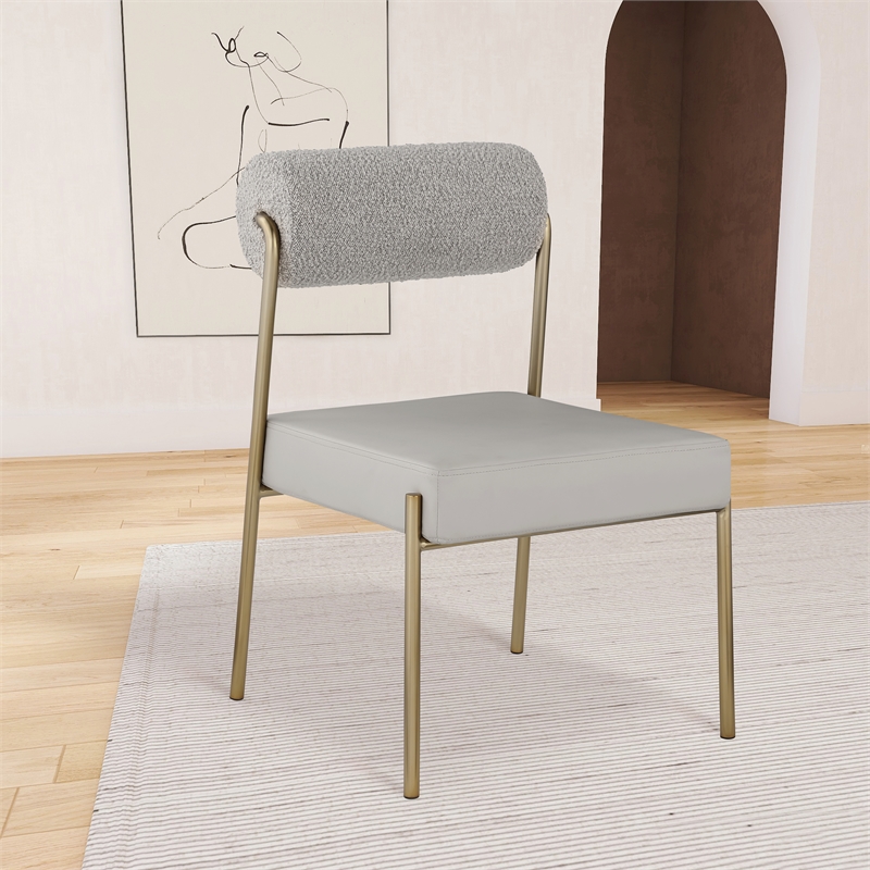 Meridian Furniture Carly Taupe Vegan Leather / Boucle Dining Chair (Set of 2)