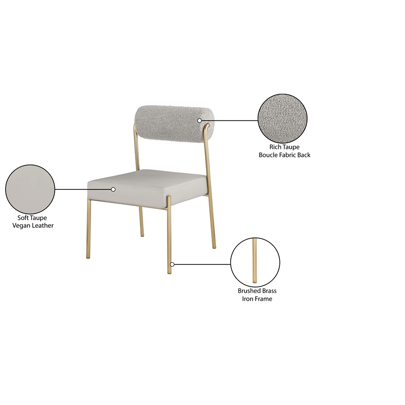 Meridian Furniture Carly Taupe Vegan Leather / Boucle Dining Chair (Set of 2)