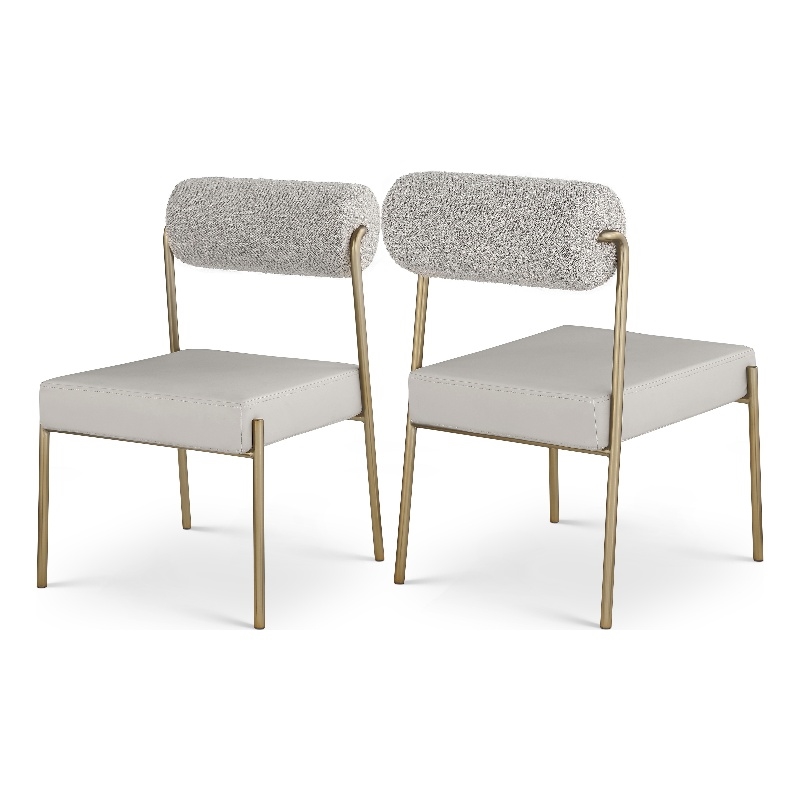 Meridian Furniture Carly Taupe Vegan Leather / Boucle Dining Chair (Set of 2)