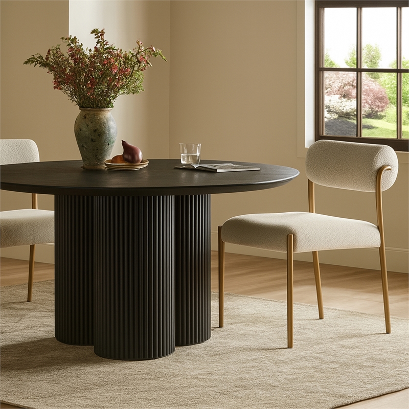 Meridian Furniture Carly Taupe Vegan Leather / Boucle Dining Chair (Set of 2)