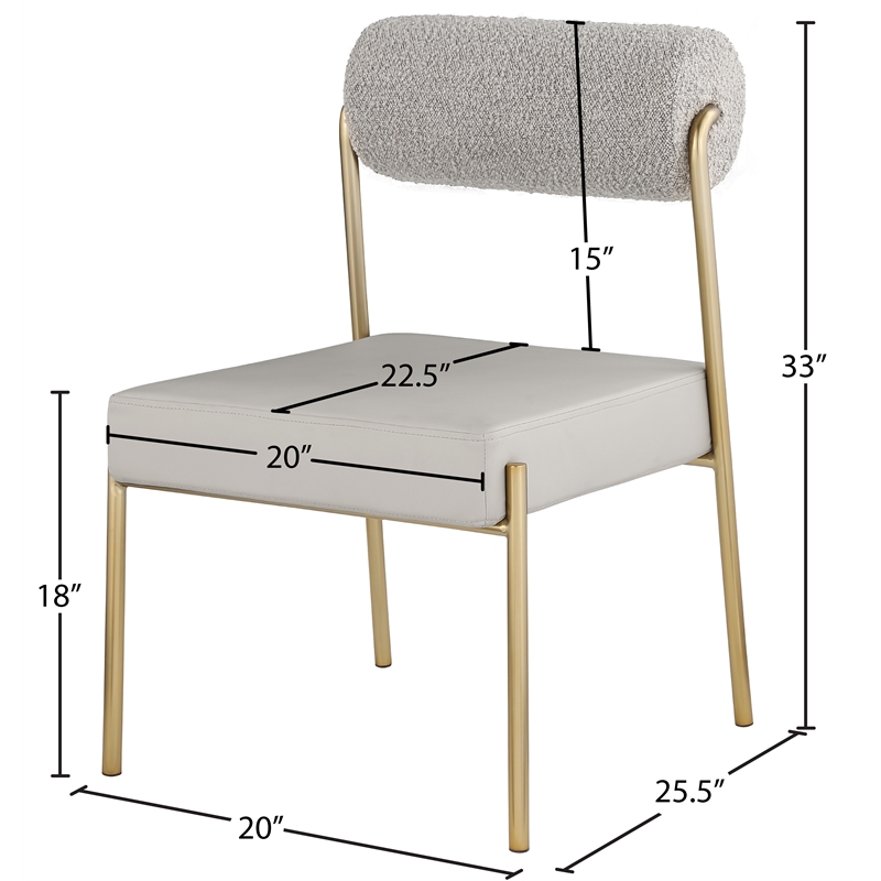 Meridian Furniture Carly Taupe Vegan Leather / Boucle Dining Chair (Set of 2)