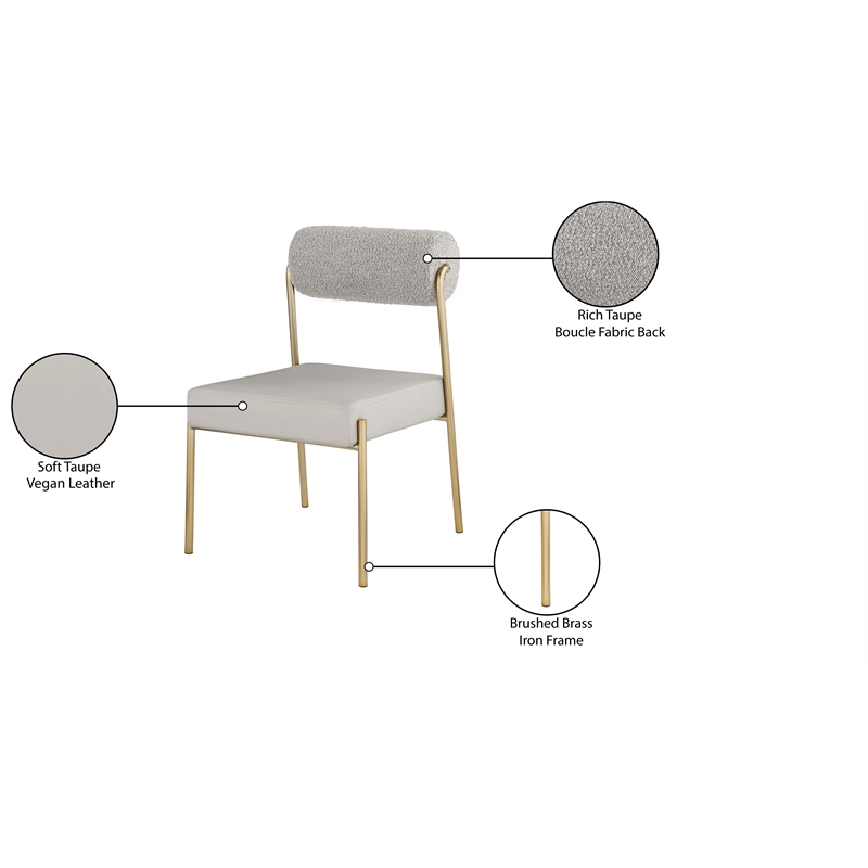 Meridian Furniture Carly Taupe Vegan Leather / Boucle Dining Chair (Set of 2)