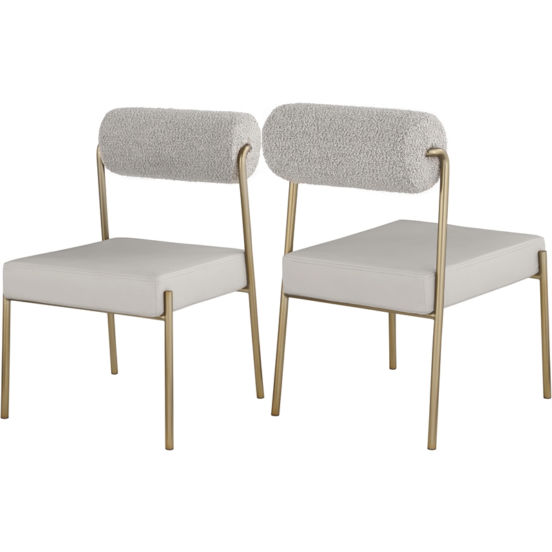 Meridian Furniture Carly Taupe Vegan Leather / Boucle Dining Chair (Set of 2)