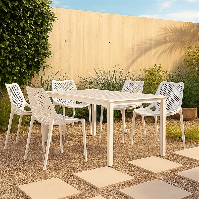 Meridian Furniture Mykonos White Outdoor Patio Dining Chair (Set of 4)