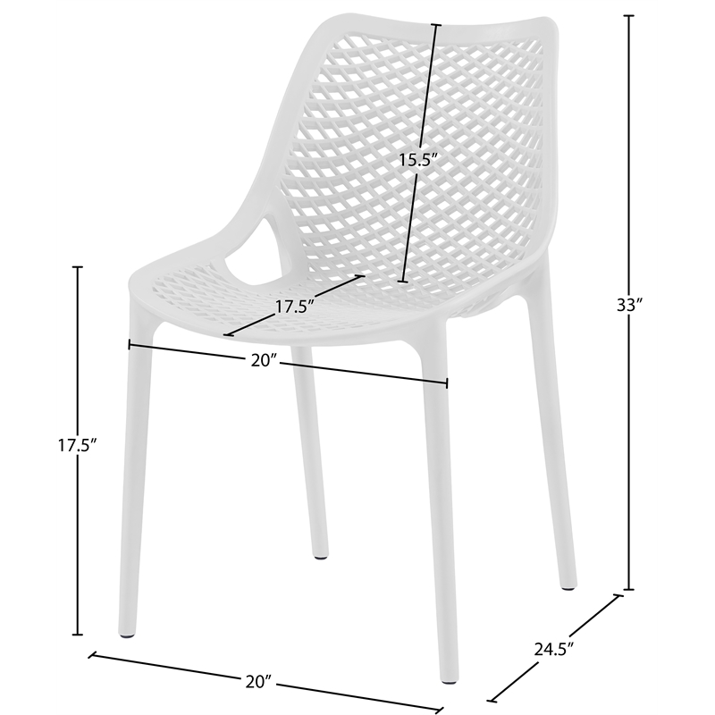 Meridian Furniture Mykonos White Outdoor Patio Dining Chair (Set of 4)
