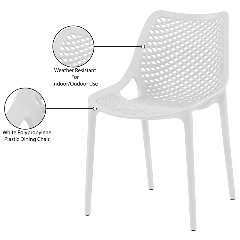 Meridian Furniture Mykonos White Outdoor Patio Dining Chair (Set of 4)