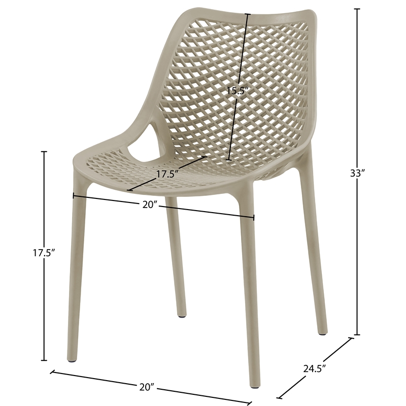 Meridian Furniture Mykonos Taupe Outdoor Patio Dining Chair (Set of 4)