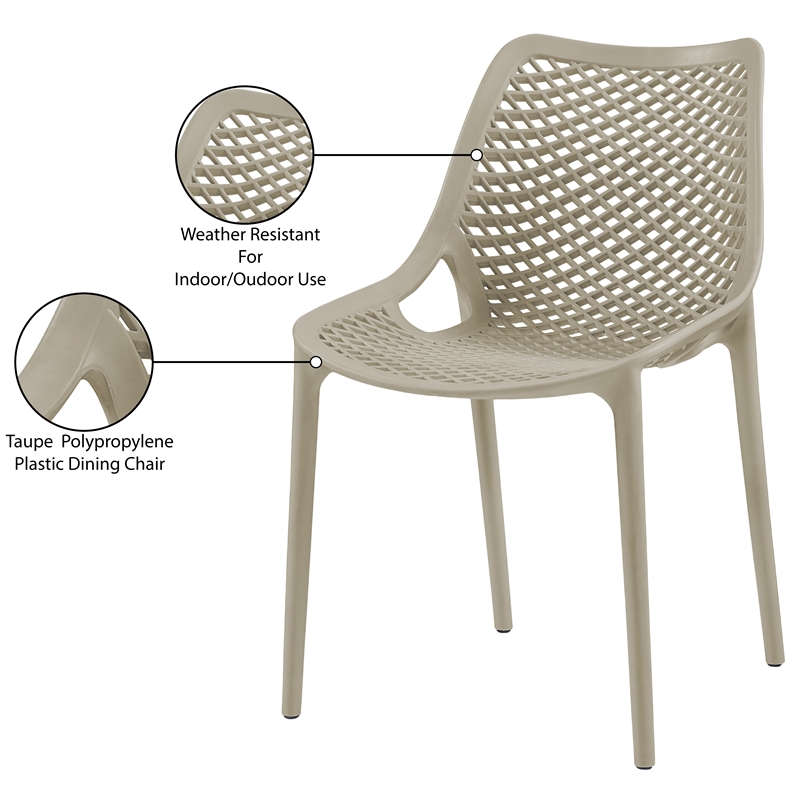 Meridian Furniture Mykonos Taupe Outdoor Patio Dining Chair (Set of 4)