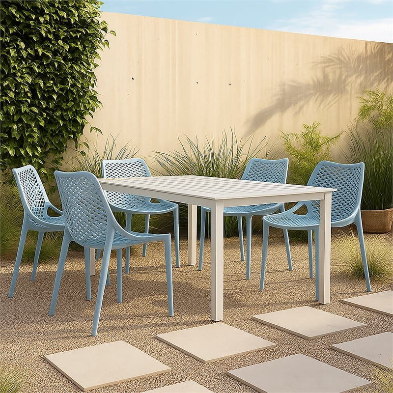 Meridian Furniture Mykonos Sky Blue Outdoor Patio Dining Chair (Set of 4)