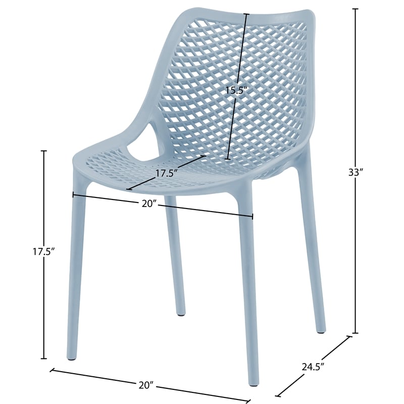 Meridian Furniture Mykonos Sky Blue Outdoor Patio Dining Chair (Set of 4)