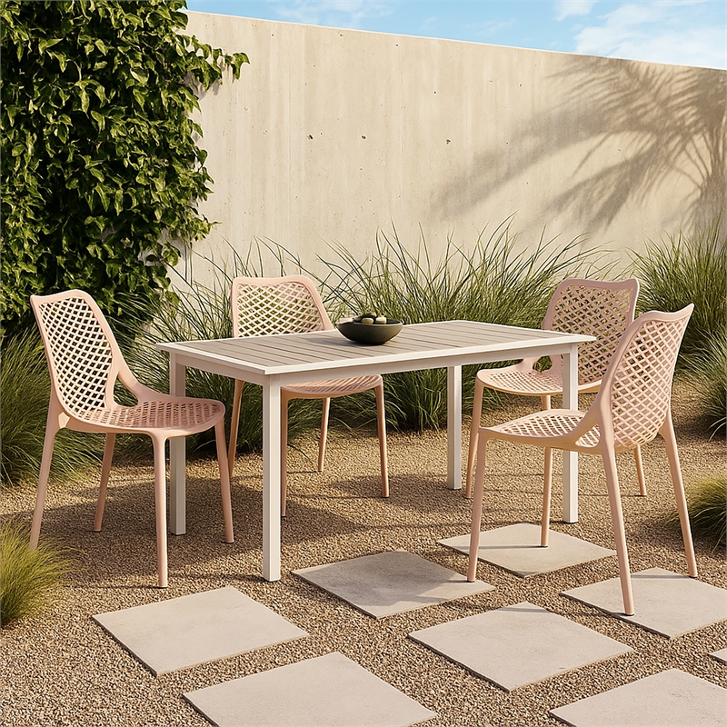 Meridian Furniture Mykonos Pink Outdoor Patio Dining Chair (Set of