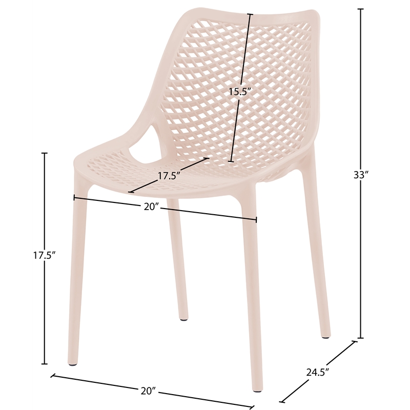 Meridian Furniture Mykonos Pink Outdoor Patio Dining Chair (Set of 4)