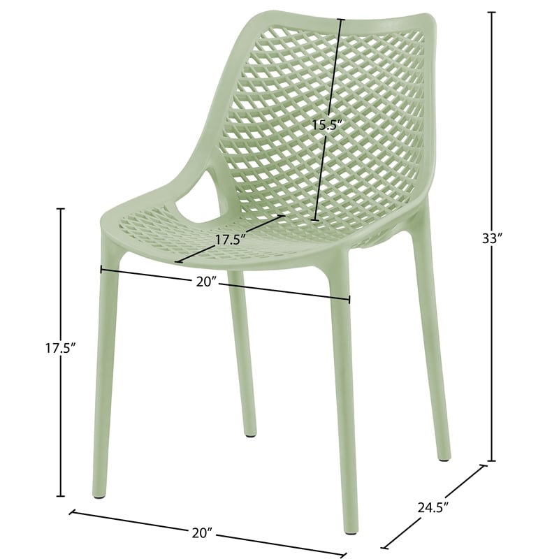 Meridian Furniture Mykonos Mint Outdoor Patio Dining Chair (Set of 4)
