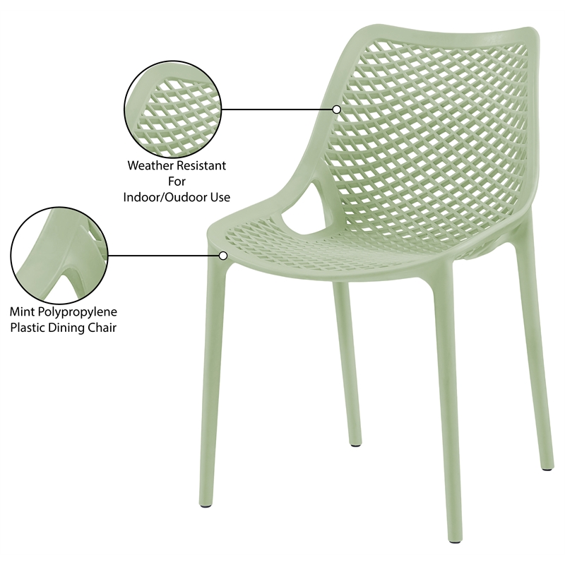 Meridian Furniture Mykonos Mint Outdoor Patio Dining Chair (Set of 4)