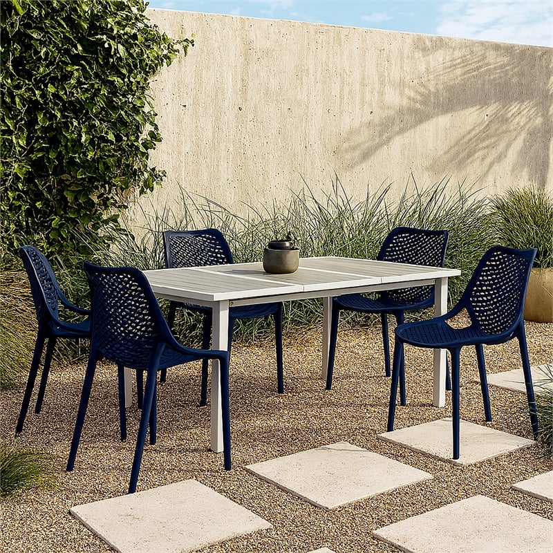 Meridian Furniture Mykonos Navy Outdoor Patio Dining Chair (Set of 4)