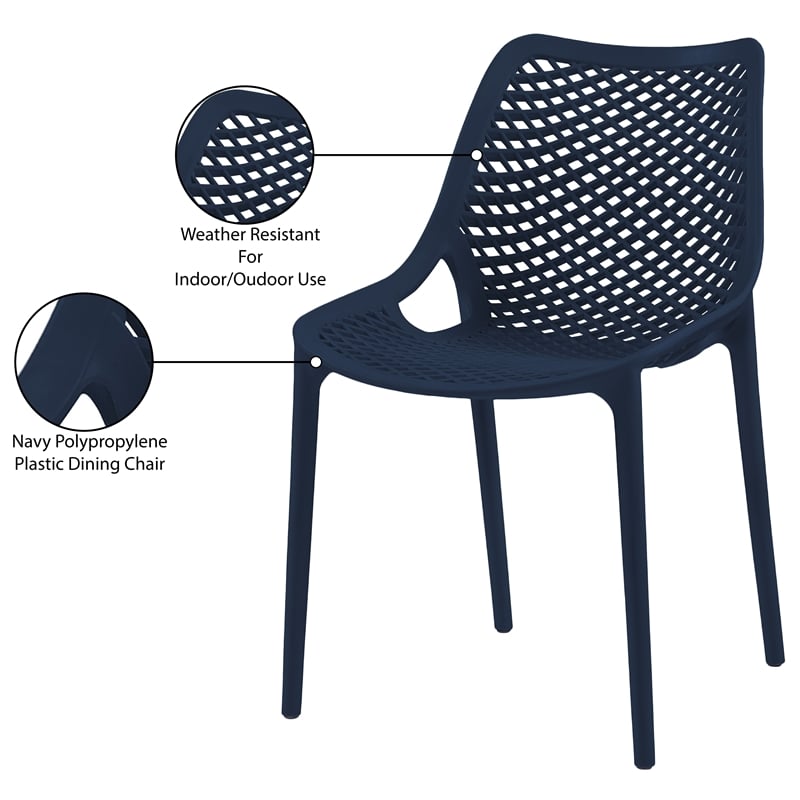 Meridian Furniture Mykonos Navy Outdoor Patio Dining Chair (Set of 4)