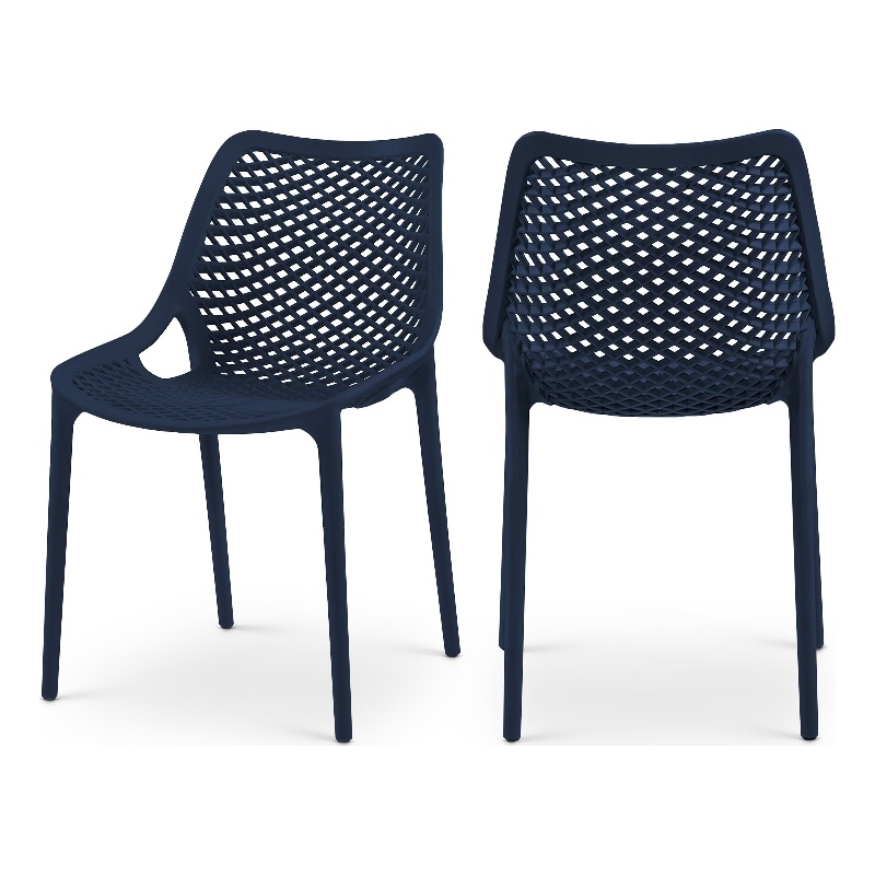 Meridian Furniture Mykonos Navy Outdoor Patio Dining Chair (Set of 4)