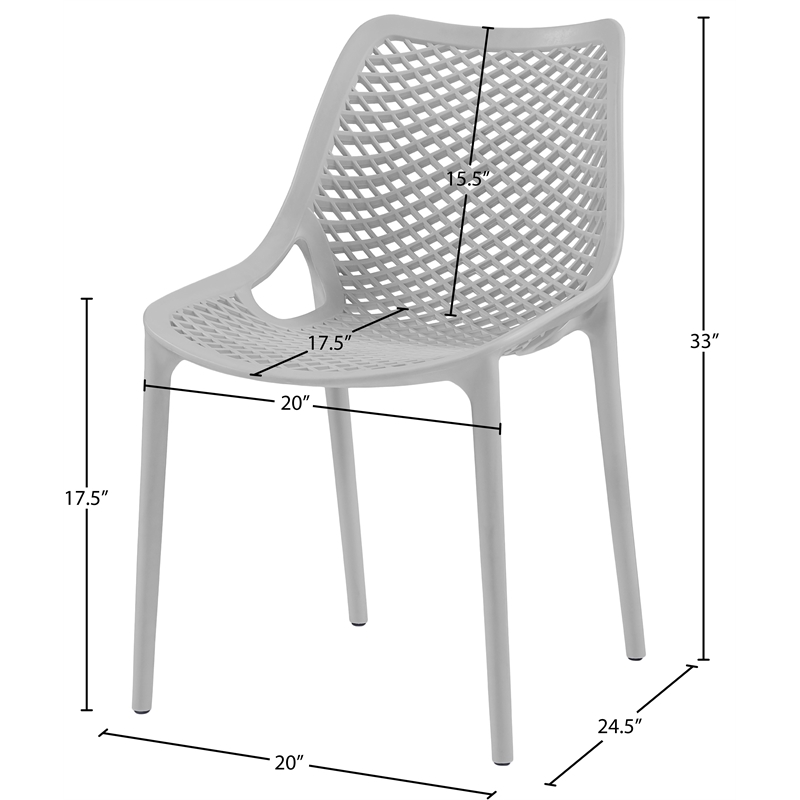 Meridian Furniture Mykonos Grey Outdoor Patio Dining Chair (Set of 4)