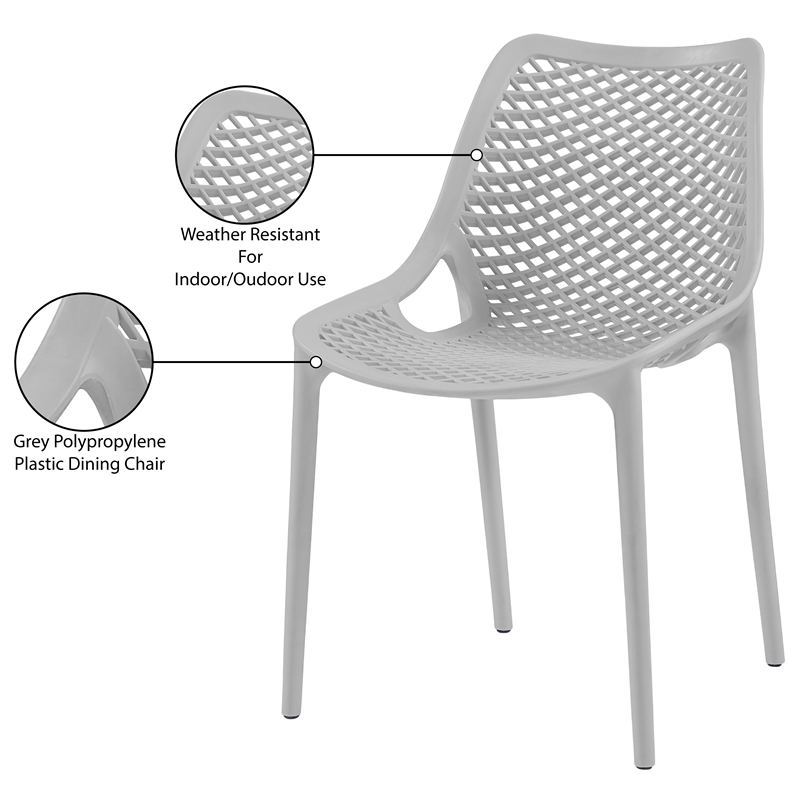Meridian Furniture Mykonos Grey Outdoor Patio Dining Chair (Set of 4)