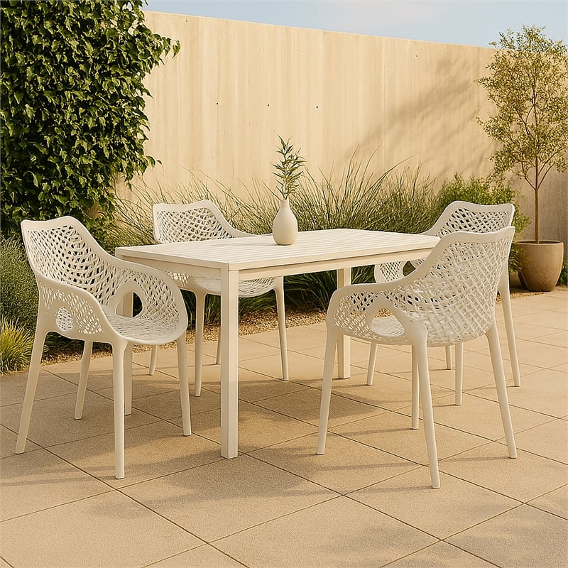 Meridian Furniture Mykonos White Outdoor Patio Dining Chair (Set of 4)