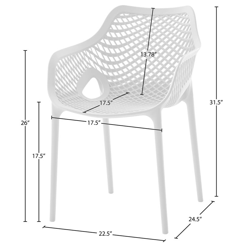Meridian Furniture Mykonos White Outdoor Patio Dining Chair (Set of 4)