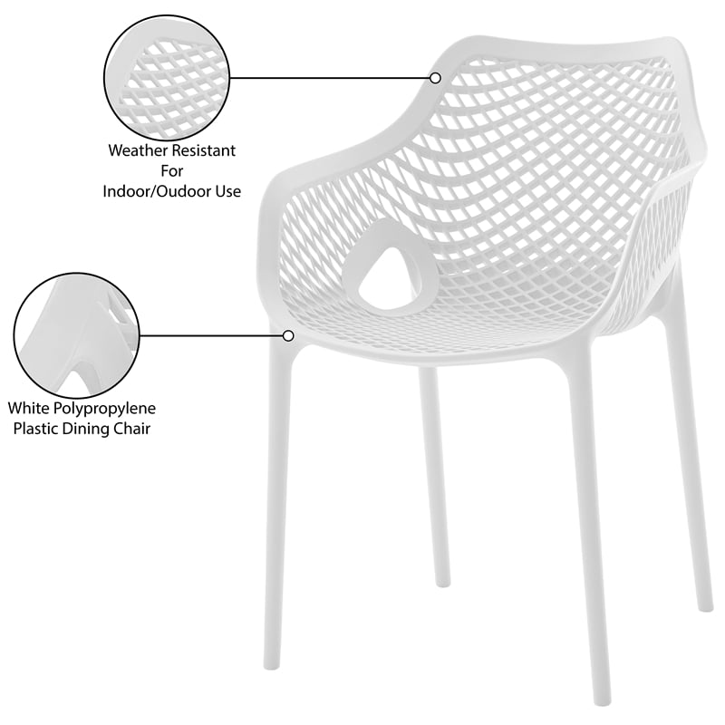 Meridian Furniture Mykonos White Outdoor Patio Dining Chair (Set of 4)