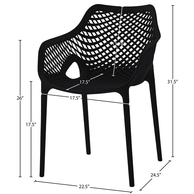 Meridian Furniture Mykonos Black Outdoor Patio Dining Chair (Set of 4)
