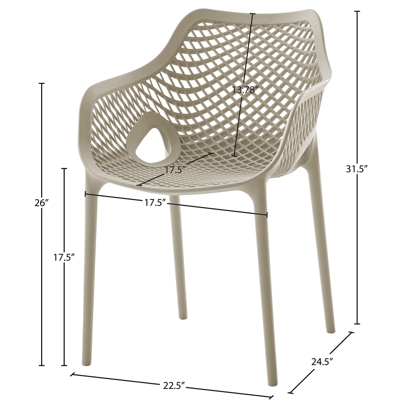 Meridian Furniture Mykonos Taupe Outdoor Patio Dining Chair (Set of 4)