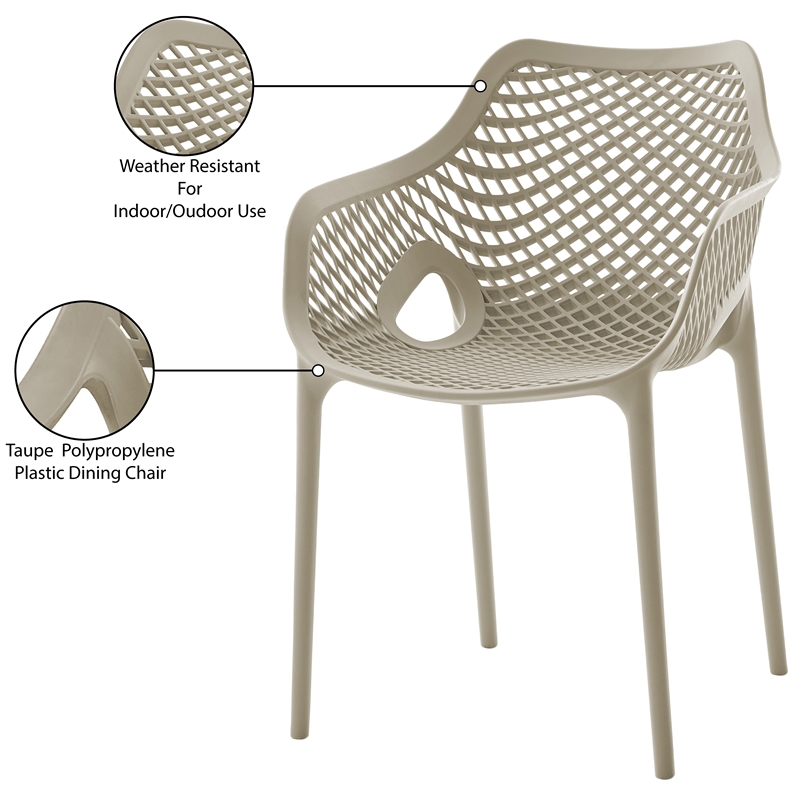 Meridian Furniture Mykonos Taupe Outdoor Patio Dining Chair (Set of 4)