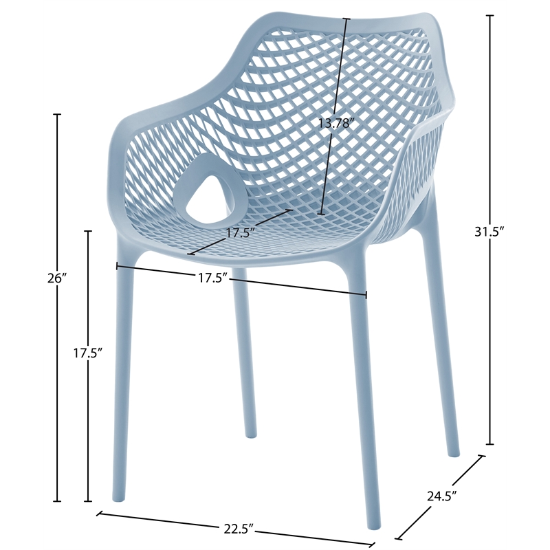 Meridian Furniture Mykonos Sky Blue Outdoor Patio Dining Chair (Set of 4)