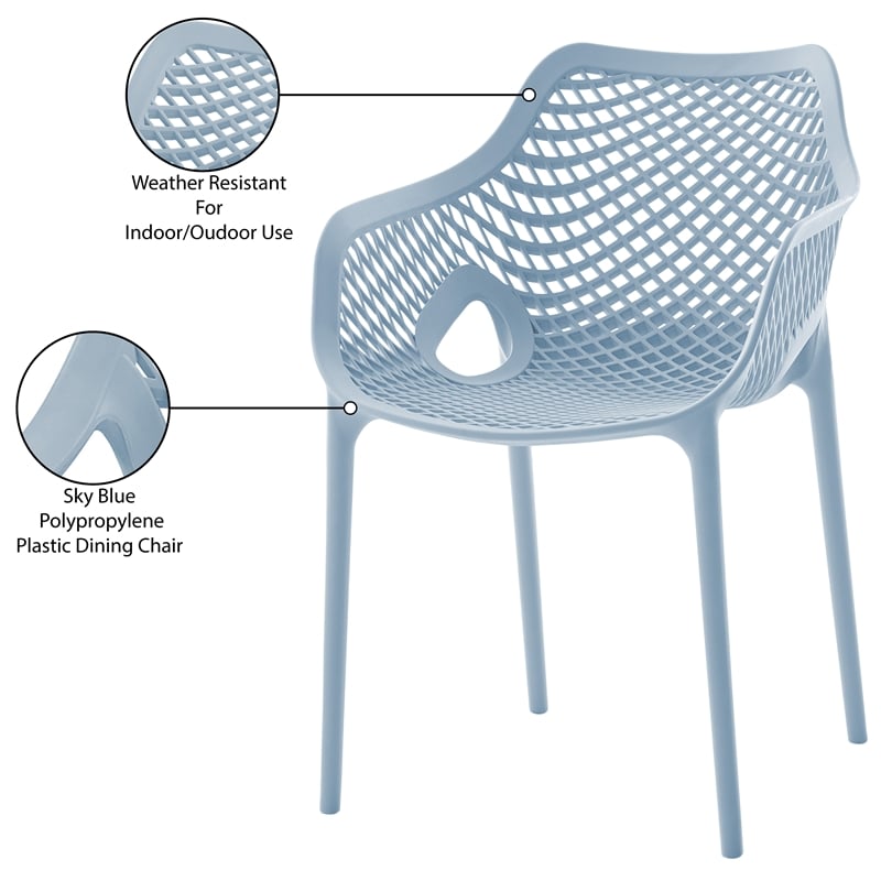 Meridian Furniture Mykonos Sky Blue Outdoor Patio Dining Chair (Set of 4)