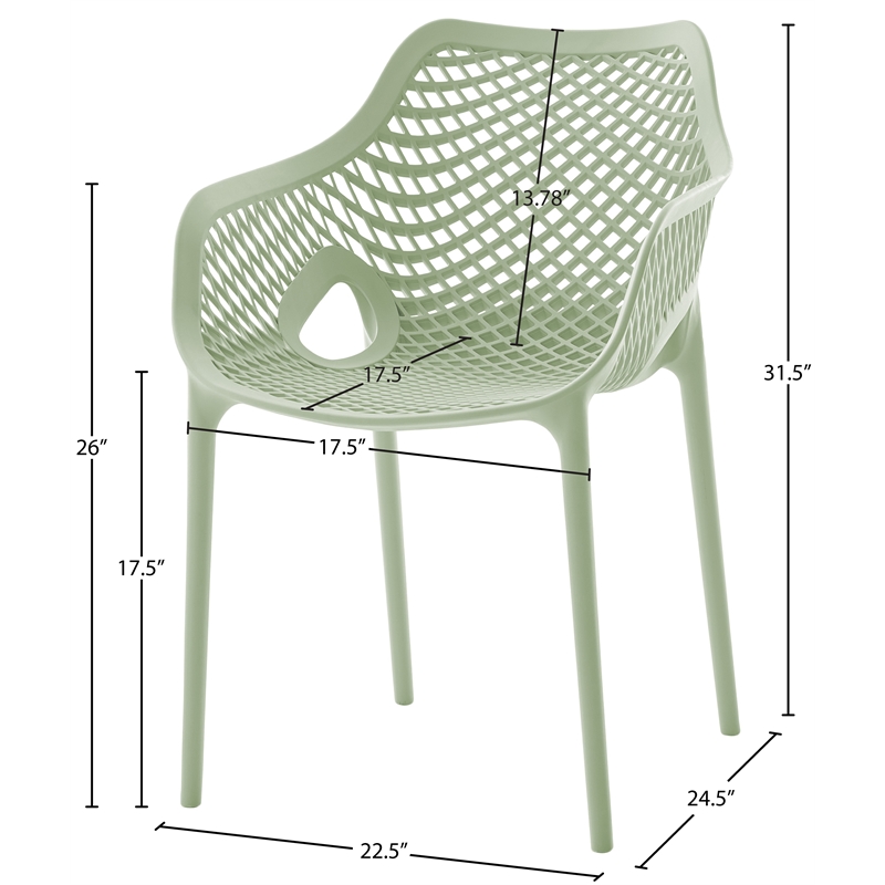 Meridian Furniture Mykonos Mint Outdoor Patio Dining Chair (Set of 4)