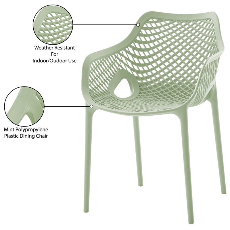 Meridian Furniture Mykonos Mint Outdoor Patio Dining Chair (Set of 4)