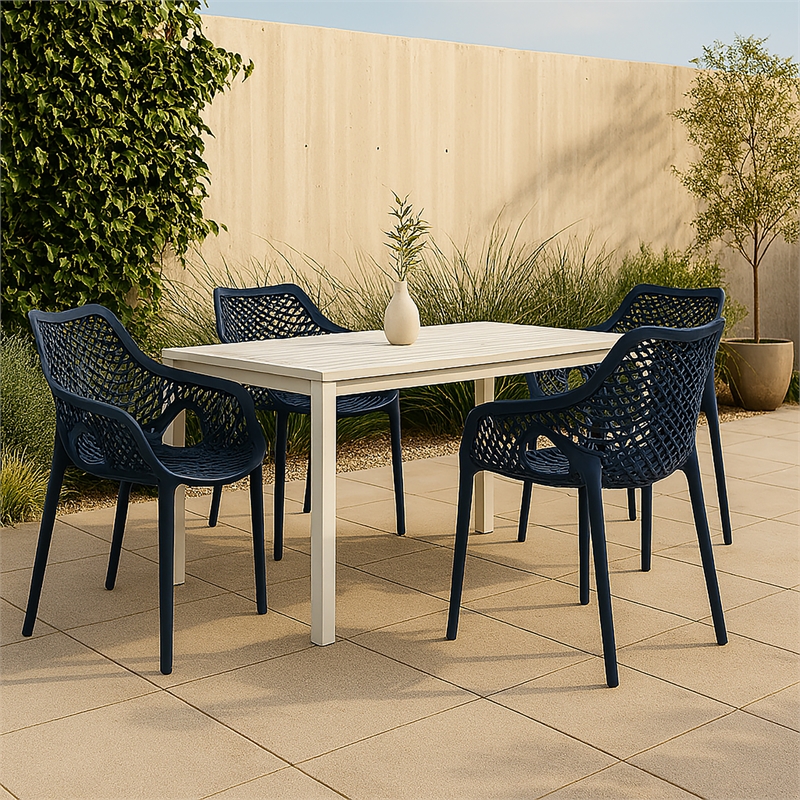 Meridian Furniture Mykonos Navy Outdoor Patio Dining Chair (Set of 4)